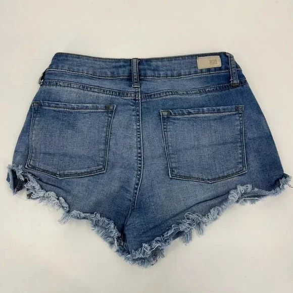 RSQ Denim Shorts Women's Juniors Size 3 Blue Vintage High Rise Cutoff Distressed - Picture 5 of 9